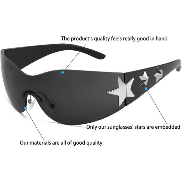 Rimless Y2K Sunglasses Unisex Oversized Shield Fashion Accessories main image 4